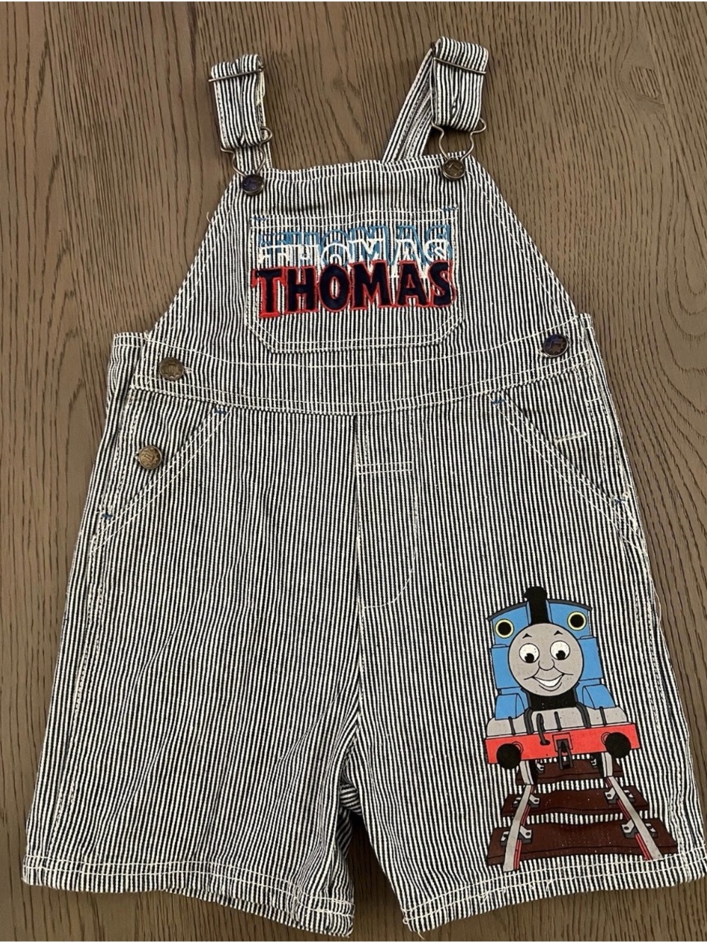 VTG 4T Thomas & Friends Striped Blue and White Kids Overalls EUC